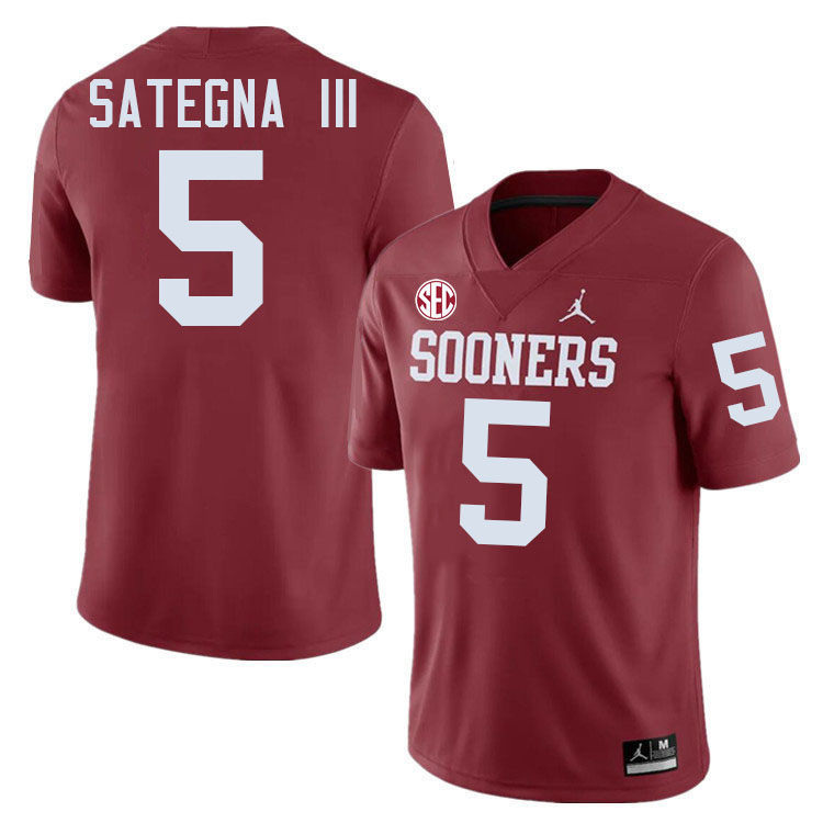 Oklahoma Sooners #5 Isaiah Sategna III College Football Jerseys,Uniforms-Crimson